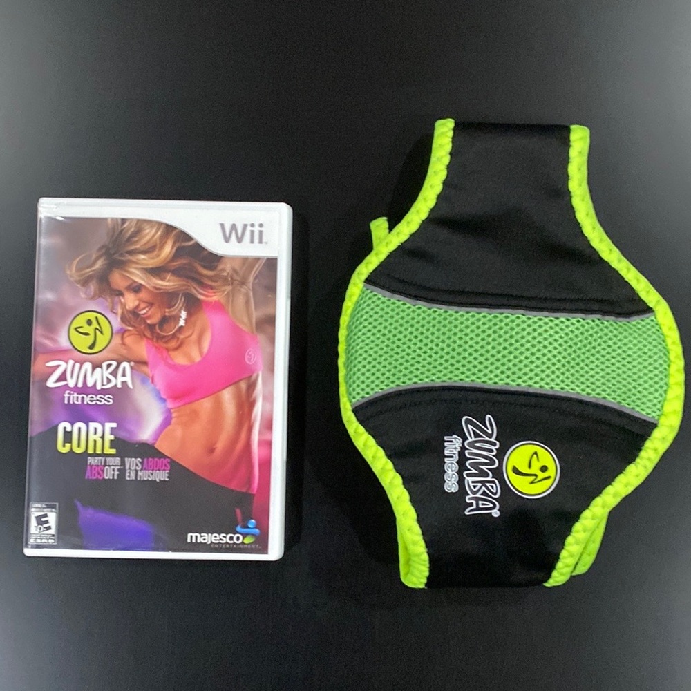 Nintendo Wii Zumba Fitness Core Game with Black and Neon Green Armband